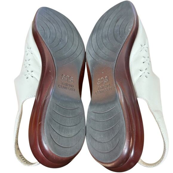 SAS Quatro Ivory Leather Slingback Comfort Sandals Shoes Open Toe USA Made 10 S - Picture 15 of 16